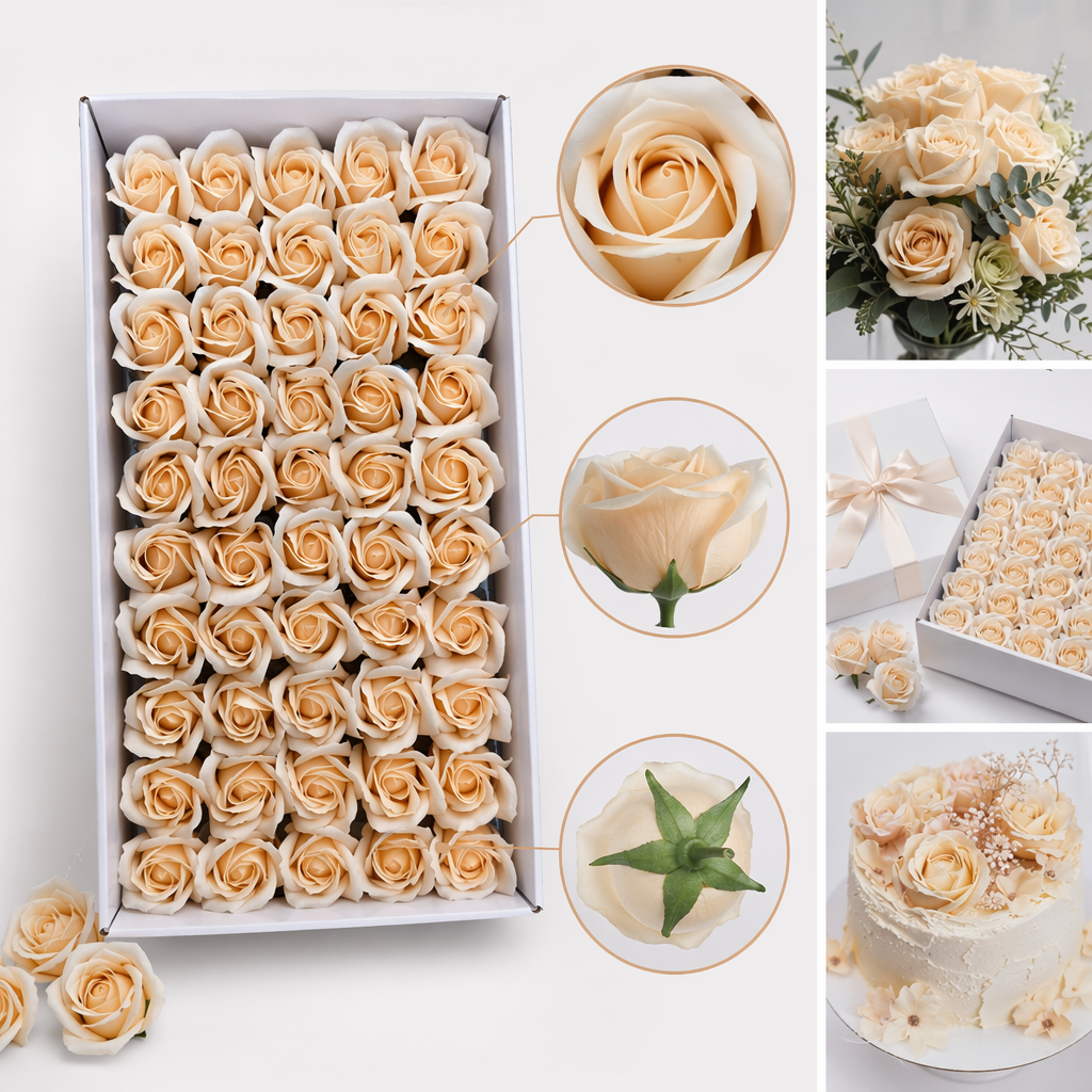 Beige rose bouquet for delivery, suitable for birthday, proposal and wedding decoration