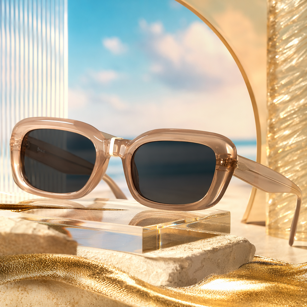 Pink transparent frame sunglasses for women's summer sun protection UV400 polarized sunglasses are fashionable and lightweight Specification image