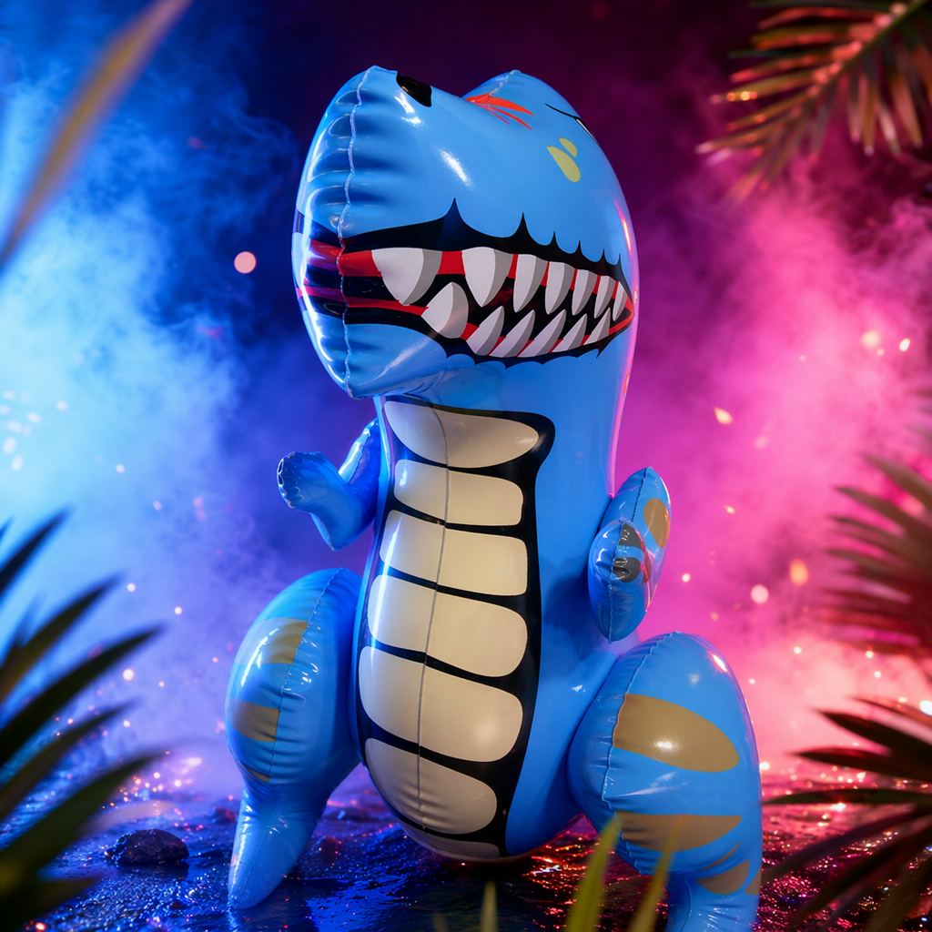 Blue cartoon dinosaur inflatable toy, children's educational soft rubber, can be sat on and played with, indoor decoration Specification image
