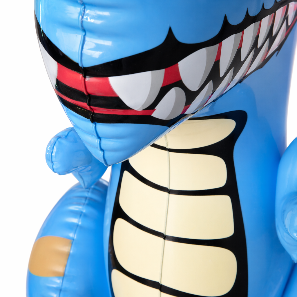 Blue cartoon dinosaur inflatable toy, children's educational soft rubber, can be sat on and played with, indoor decoration Application Scenario