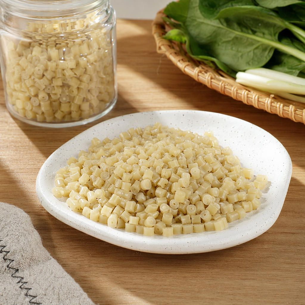 Yellow granular plastic particles, industrial-grade PP polypropylene raw material, 25kg per bag details Picture