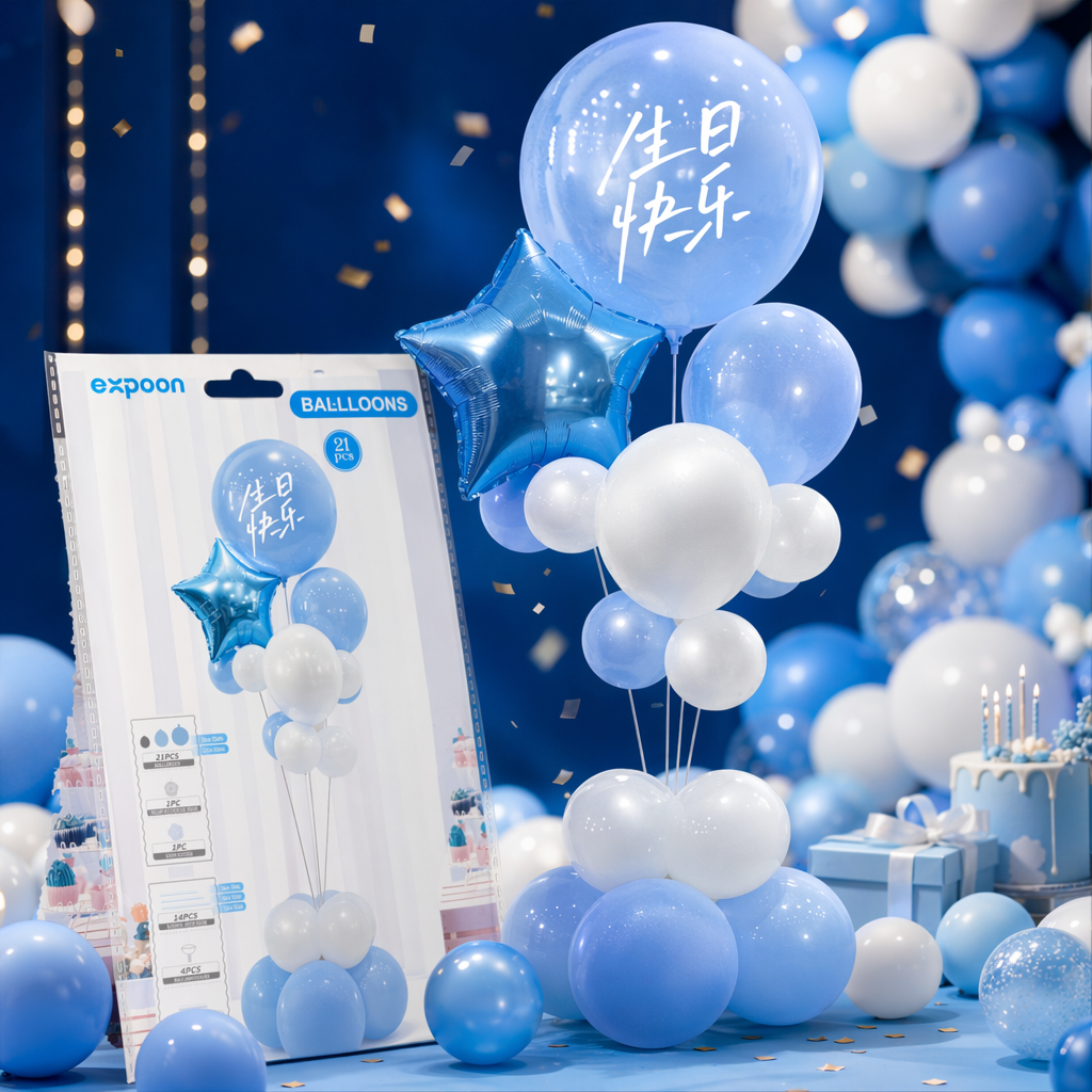 Blue balloon Set Party decoration Helium balloon set with floating air balloons Specification image