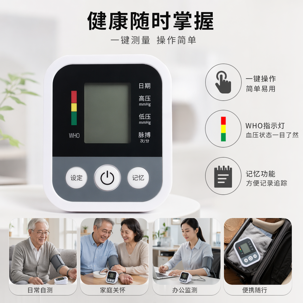 欧姆龙上臂式灰色电子血压计 家用静音精准测量带记忆功能