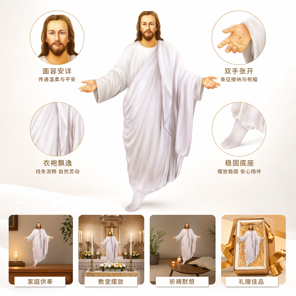 白色长袍耶稣立于云海之上装饰画家居挂画客厅卧室壁画厂家批发