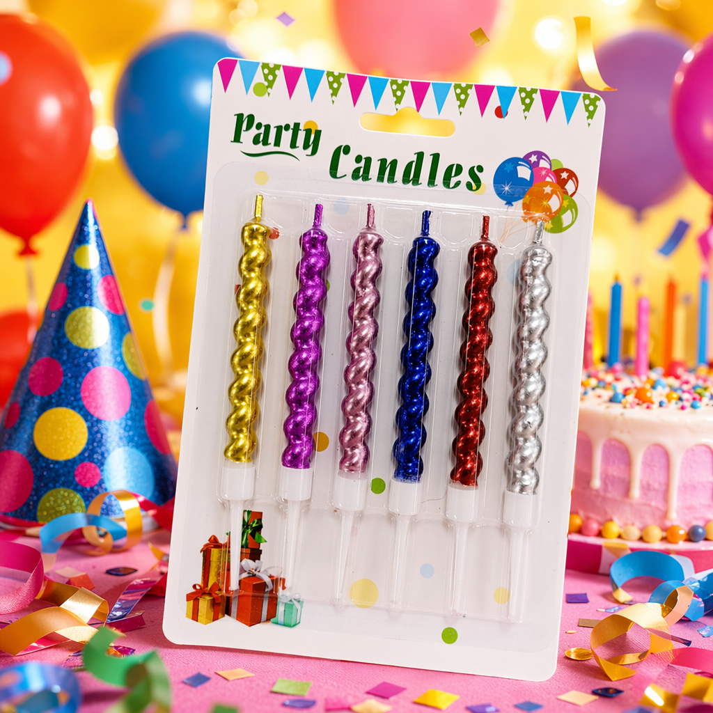 Colorful spiral-shaped party candles, festival and birthday decoration items, safe and slow-burning Specification image