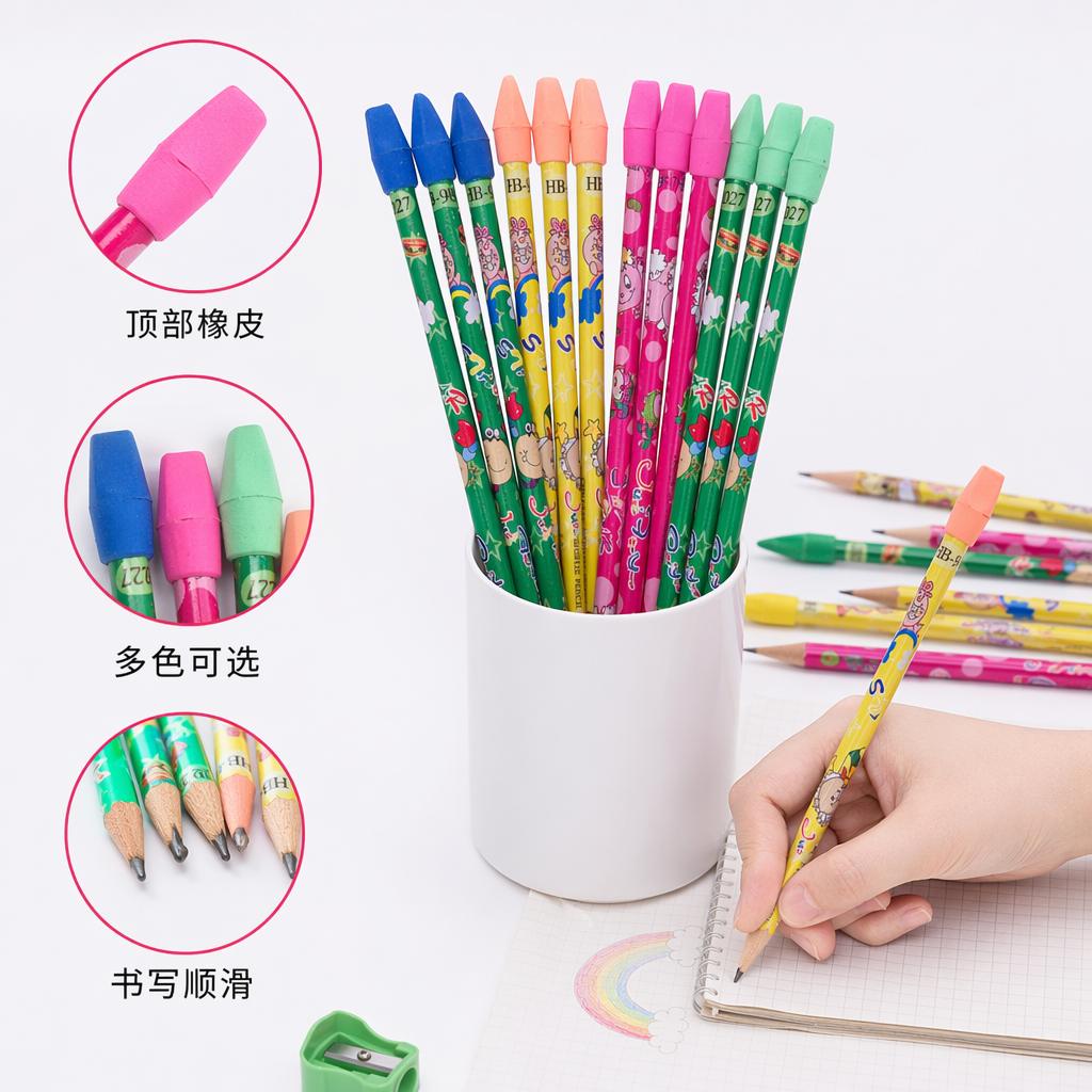 彩色卡通铅笔儿童绘画书写套装多色可爱图案