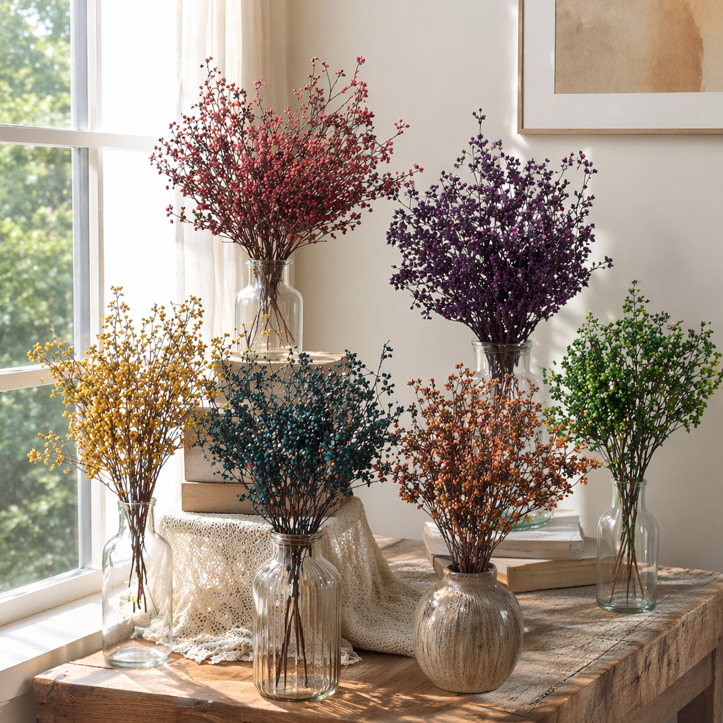六种颜色干花束手工扎染永生花装饰摆件产品图
