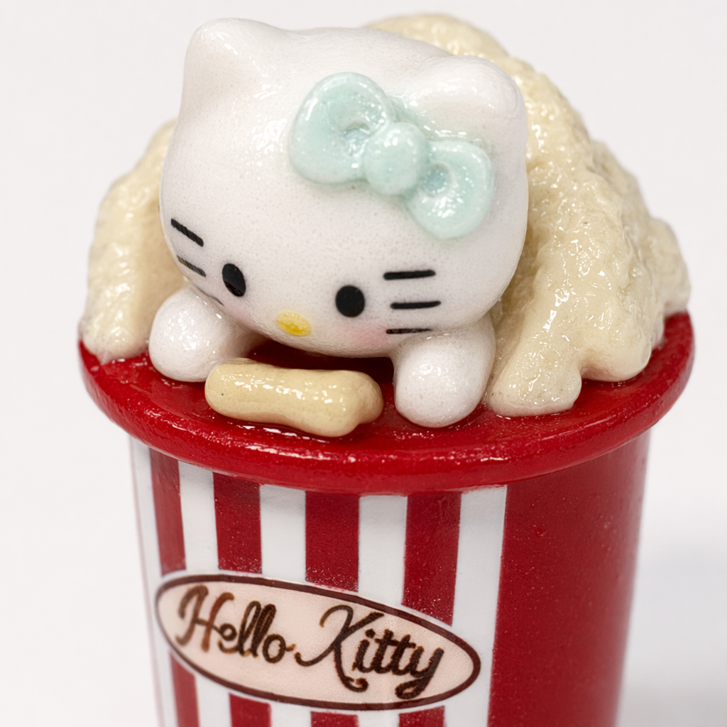 Five Hello Kitty-themed dessert-shaped ornaments for cute home decoration Application Scenario