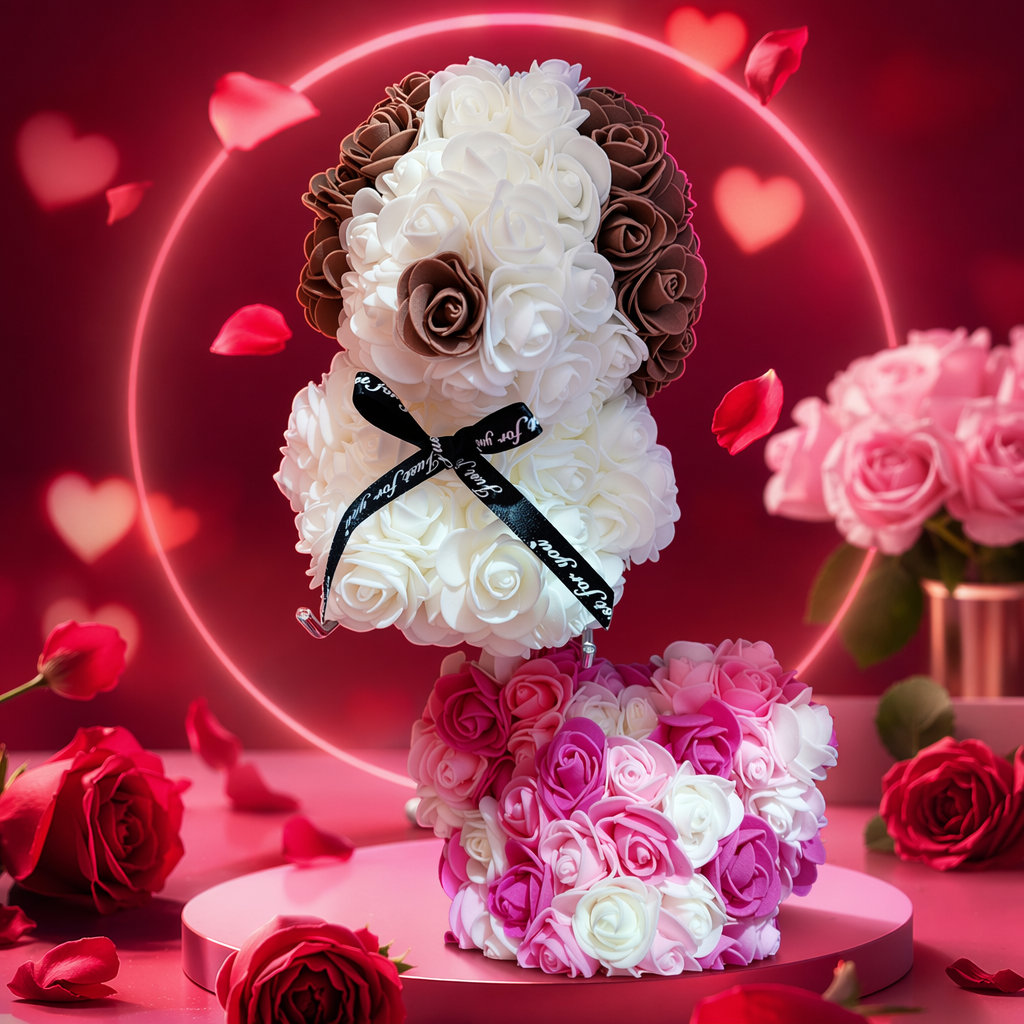 A delicate gift box of white and brown rose bouquets and preserved flowers for your girlfriend on her birthday and anniversary Specification image