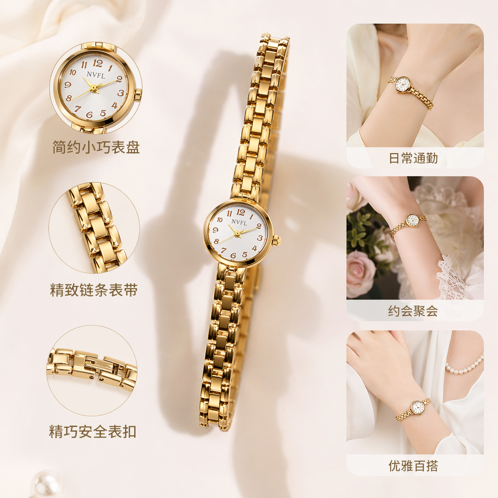 三款金属表带手表 时尚简约百搭男女同款