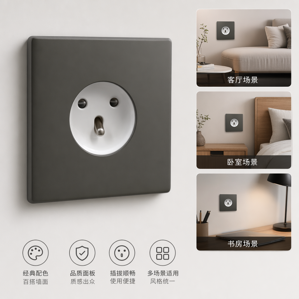 T5 grey and gold French-style sockets, suitable for both home and office use, are wall sockets exclusively for export