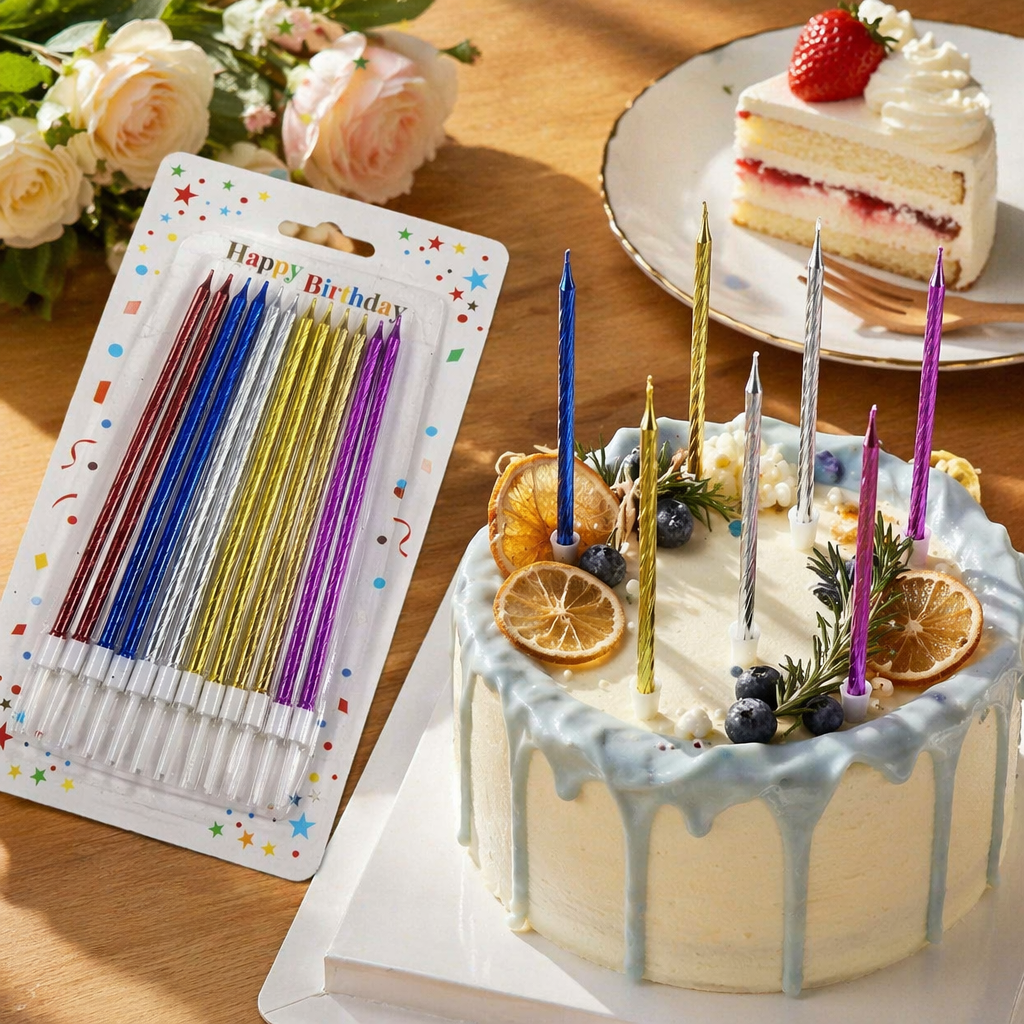 彩色螺旋生日蜡烛 儿童派对装饰用品 环保可燃创意蛋糕蜡烛产品图