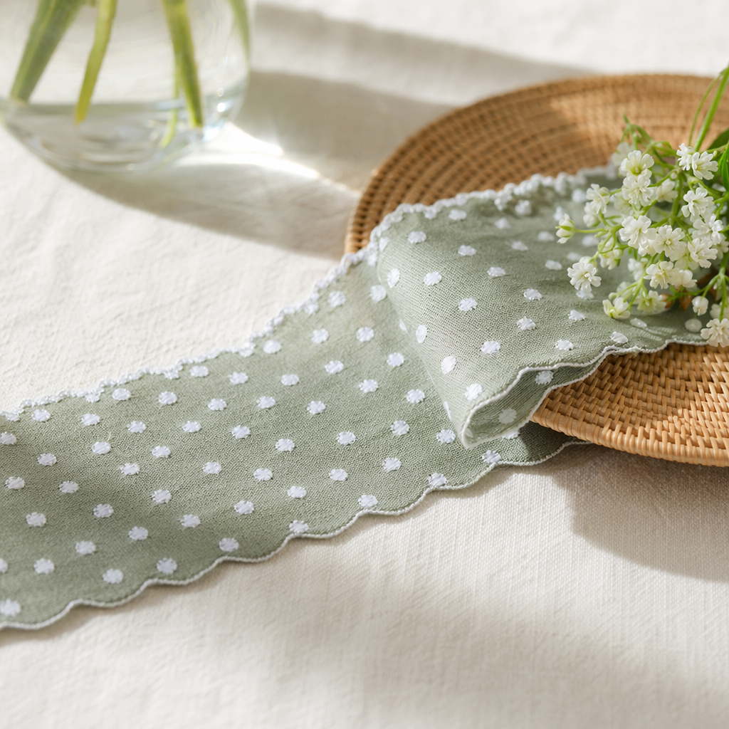 DIY hand-stitched material for white lace trim fabric details Picture
