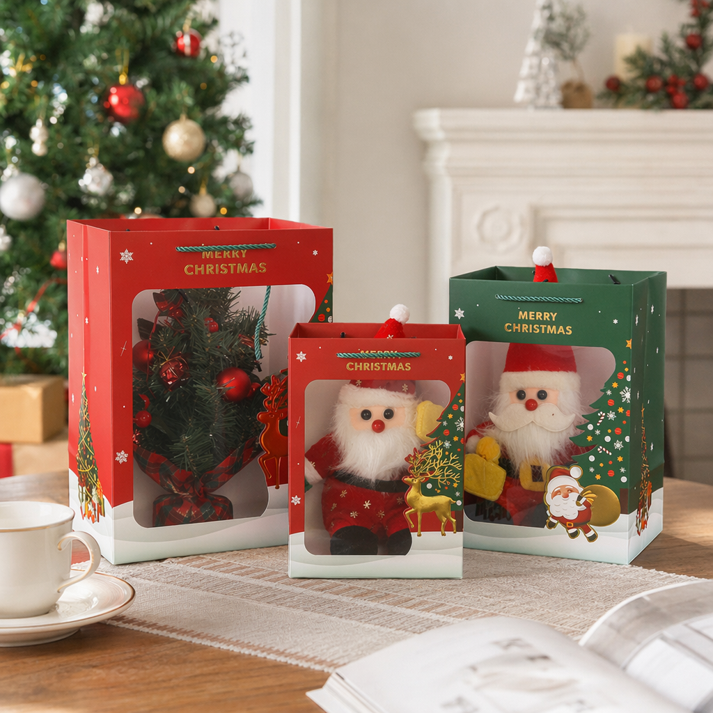Red and green Christmas gift box set, Santa Claus doll gift box, for holiday gifts details Picture