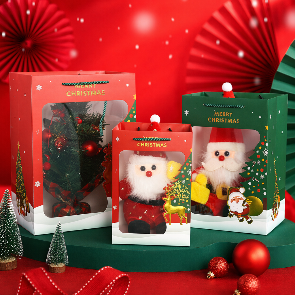 Red and green Christmas gift box set, Santa Claus doll gift box, for holiday gifts Specification image