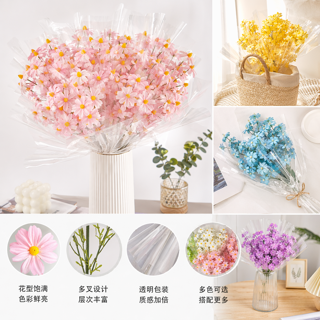 彩色纸花束手工制作仿真花装饰摆件送礼创意家居 decor