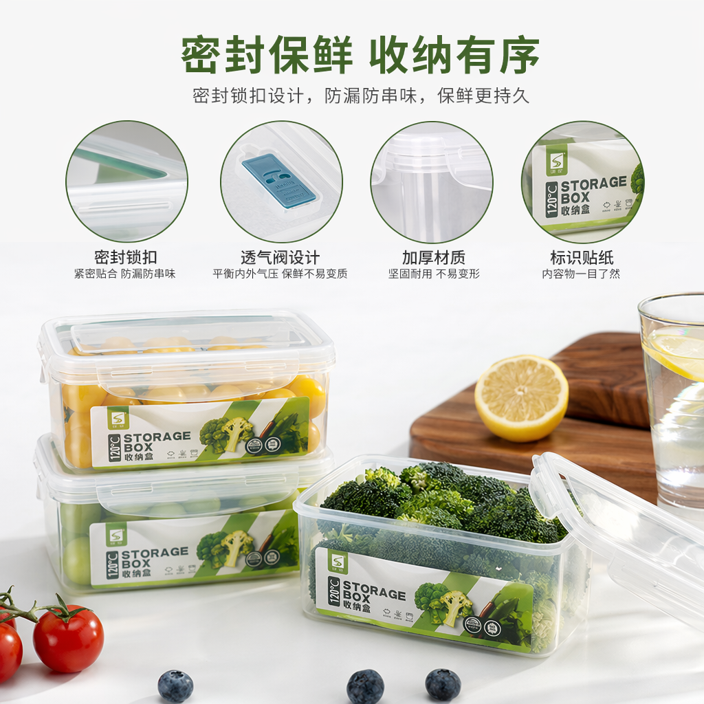 透明塑料收纳盒家用整理箱防尘可叠放桌面抽屉储物盒四件套冰箱保鲜盒居家用品必备