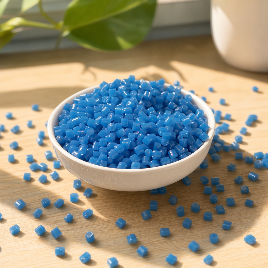 Blue plastic granules, food-grade PE polyethylene raw material, are specially designed for injection molding and blown film details Picture