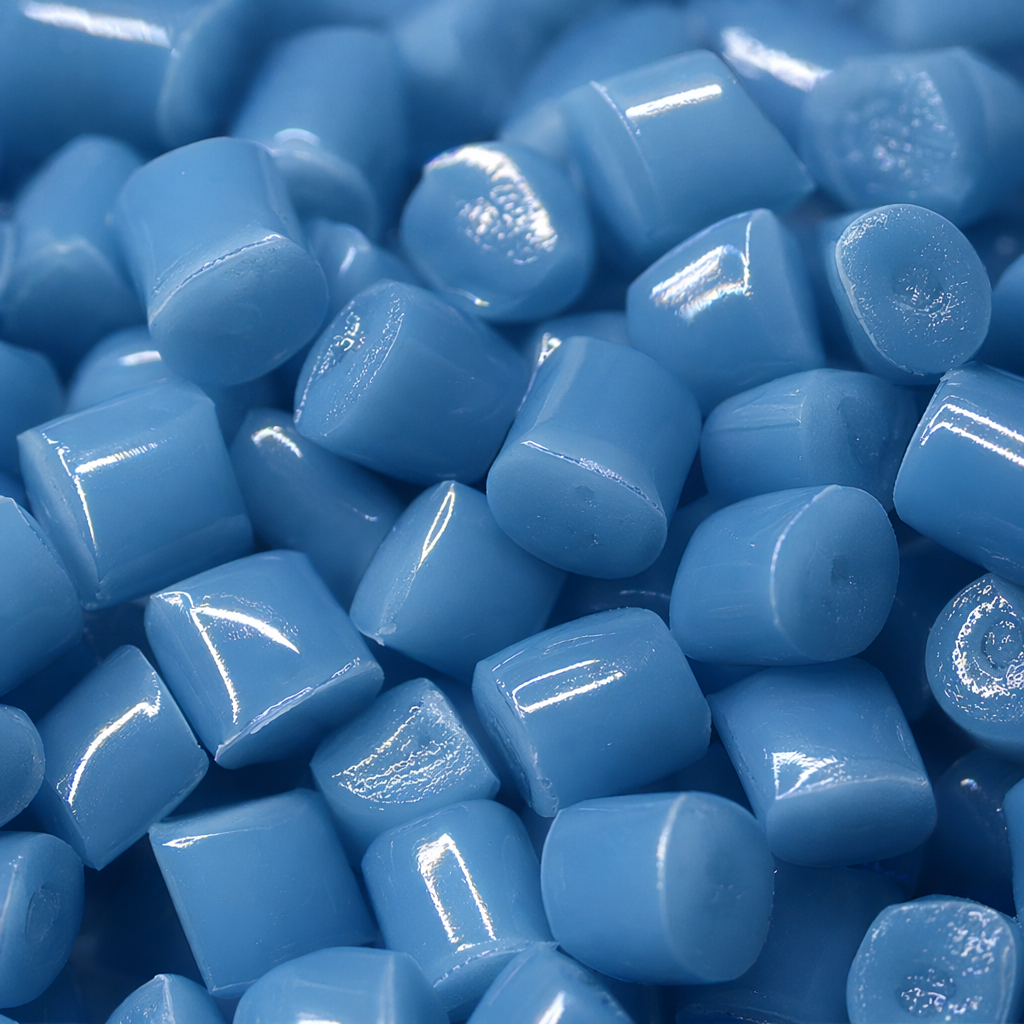 Blue plastic granules, food-grade PE polyethylene raw material, are specially designed for injection molding and blown film Application Scenario