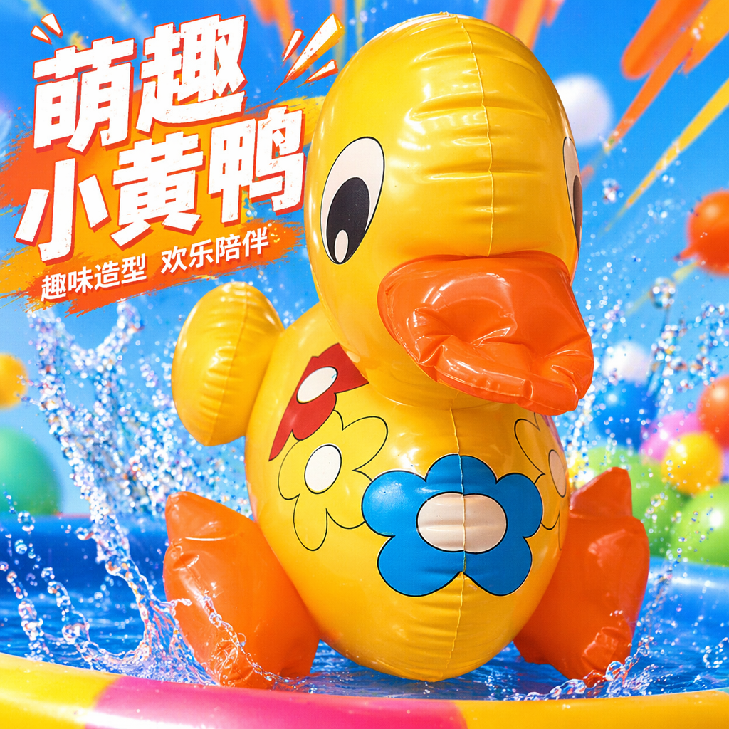 Yellow inflatable duck children's swimming pool toy bathroom bathing doll Inflatable Duck Specification image
