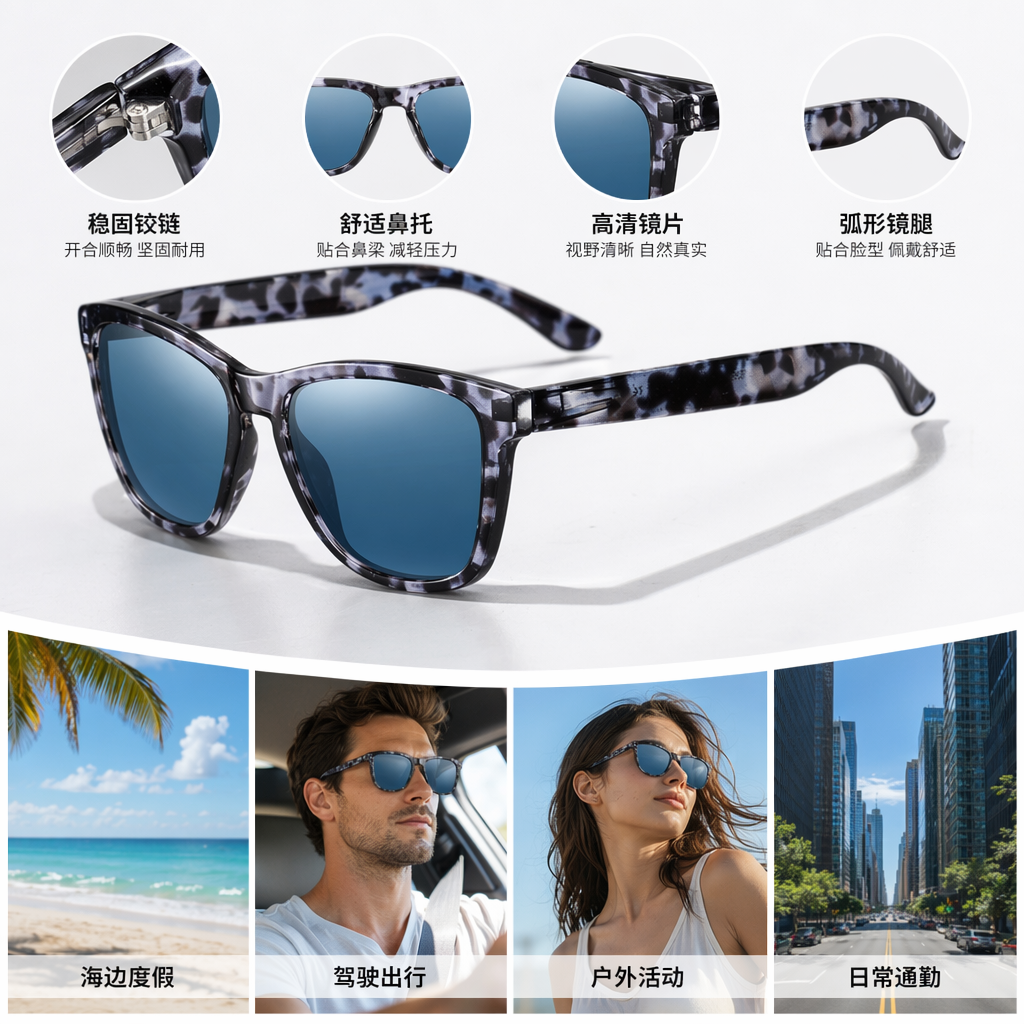 蓝玳瑁海洋深蓝太阳镜 时尚防紫外线偏光墨镜