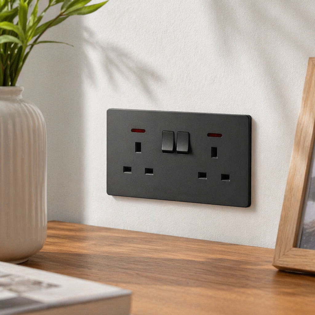 T5 grey dual 13A wall socket, suitable for both home and office use, exclusively for export details Picture
