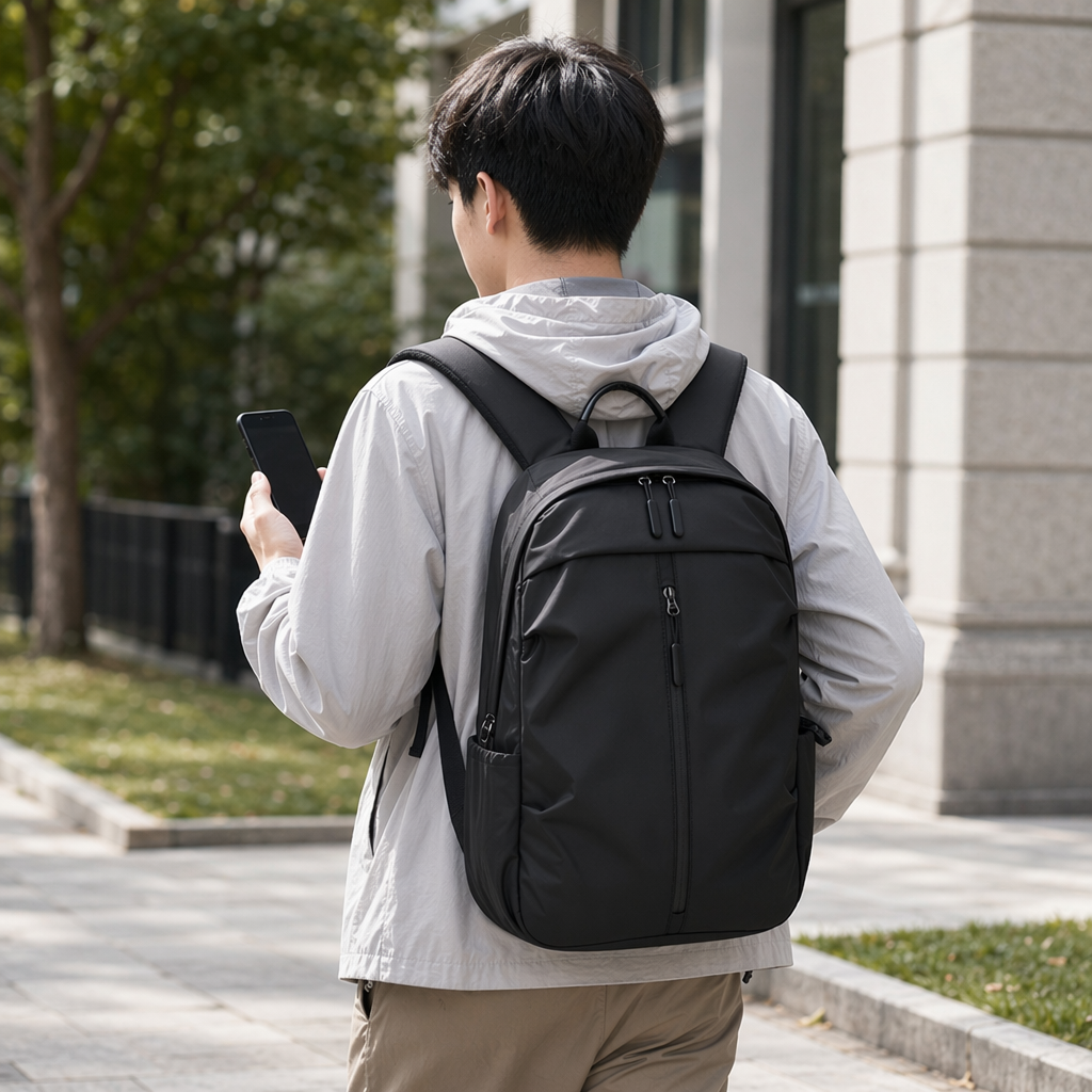 Black backpack with thickened water repellent, multi-functional backpack for commuting to school details Picture