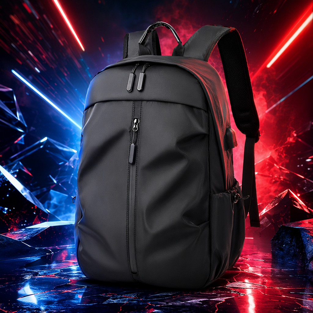 Black backpack with thickened water repellent, multi-functional backpack for commuting to school Specification image