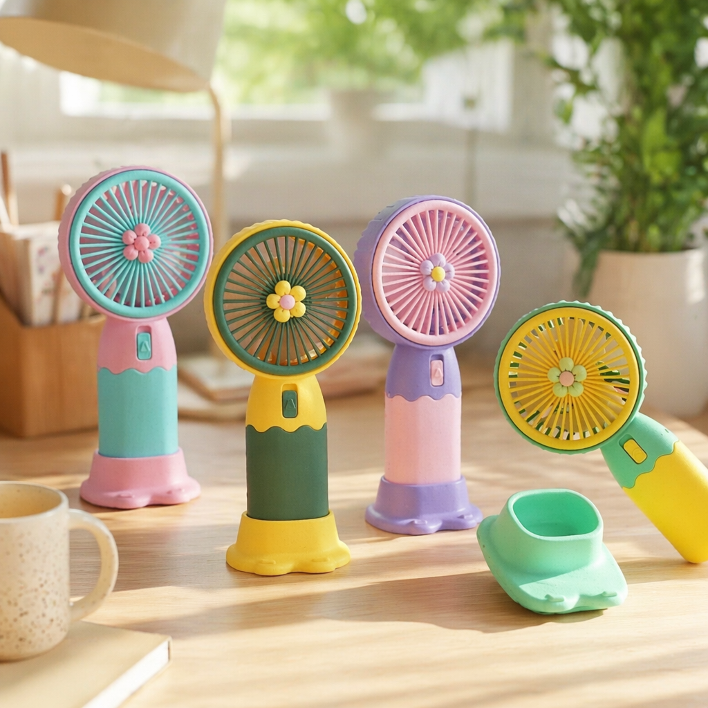 New handheld fan mini portable desktop fan stand USB charging souvenir gift details Picture