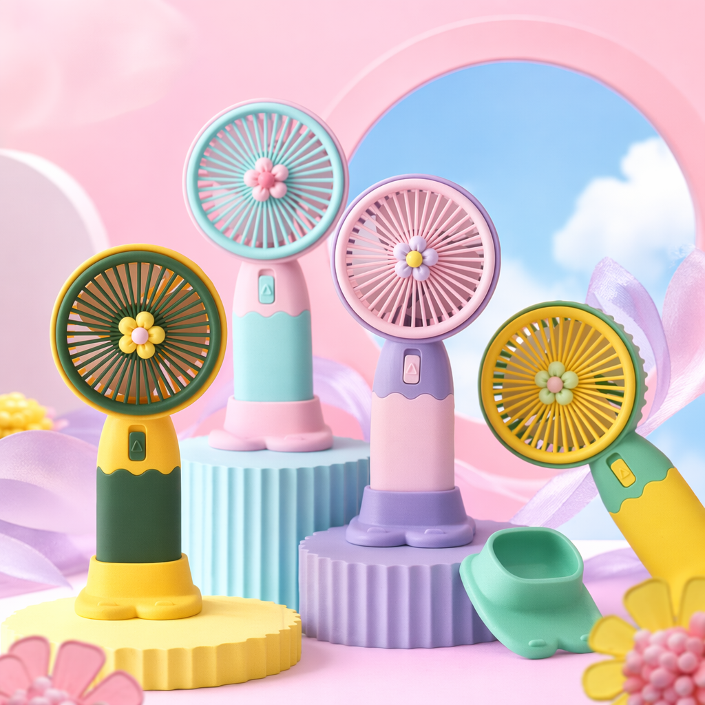 New handheld fan mini portable desktop fan stand USB charging souvenir gift Specification image