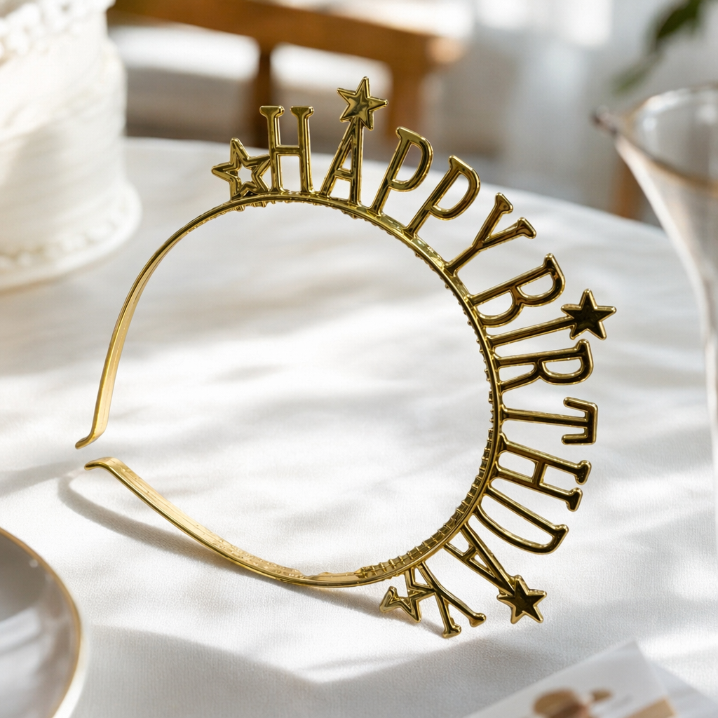 Golden HAPPY BIRTHDAY headband Party birthday decoration hair accessory details Picture