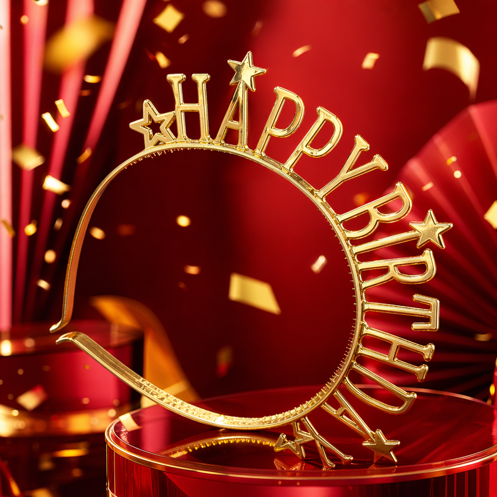 Golden HAPPY BIRTHDAY headband Party birthday decoration hair accessory Specification image