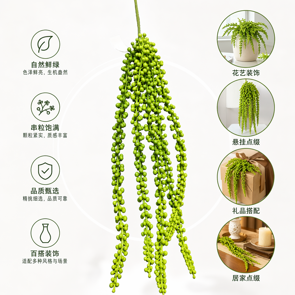 绿色串珠状植物枝条 多肉植物垂吊绿植室内装饰藤条
