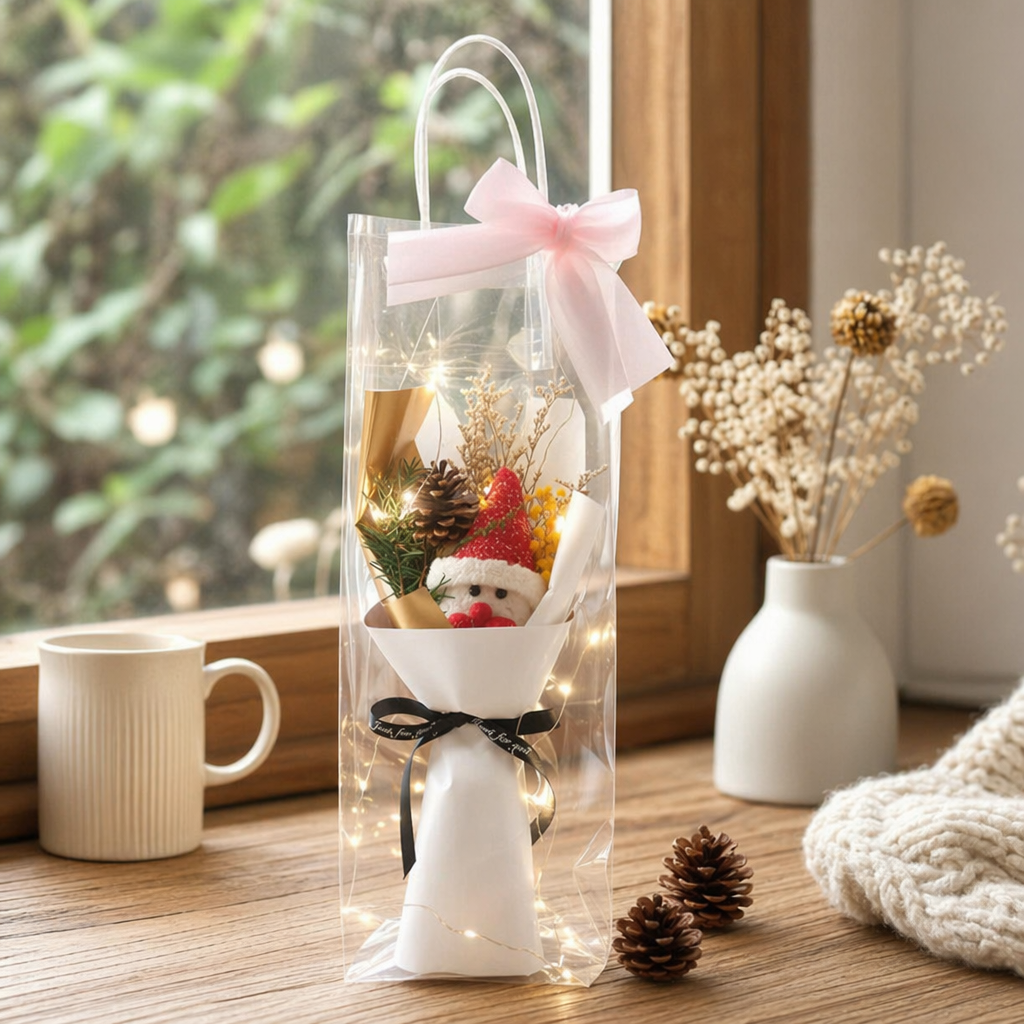 Christmas-themed transparent packaging bag flower bouquet decoration gift bag details Picture