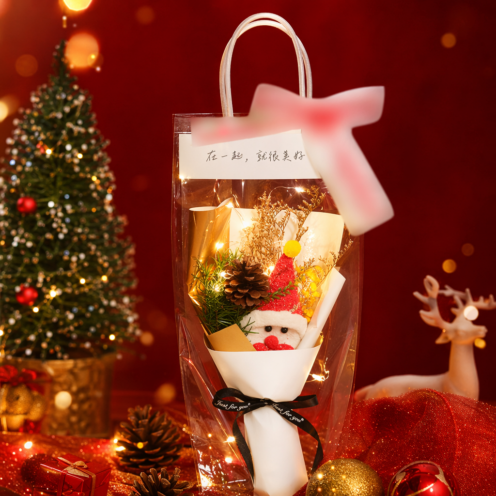 Christmas-themed transparent packaging bag flower bouquet decoration gift bag Specification image