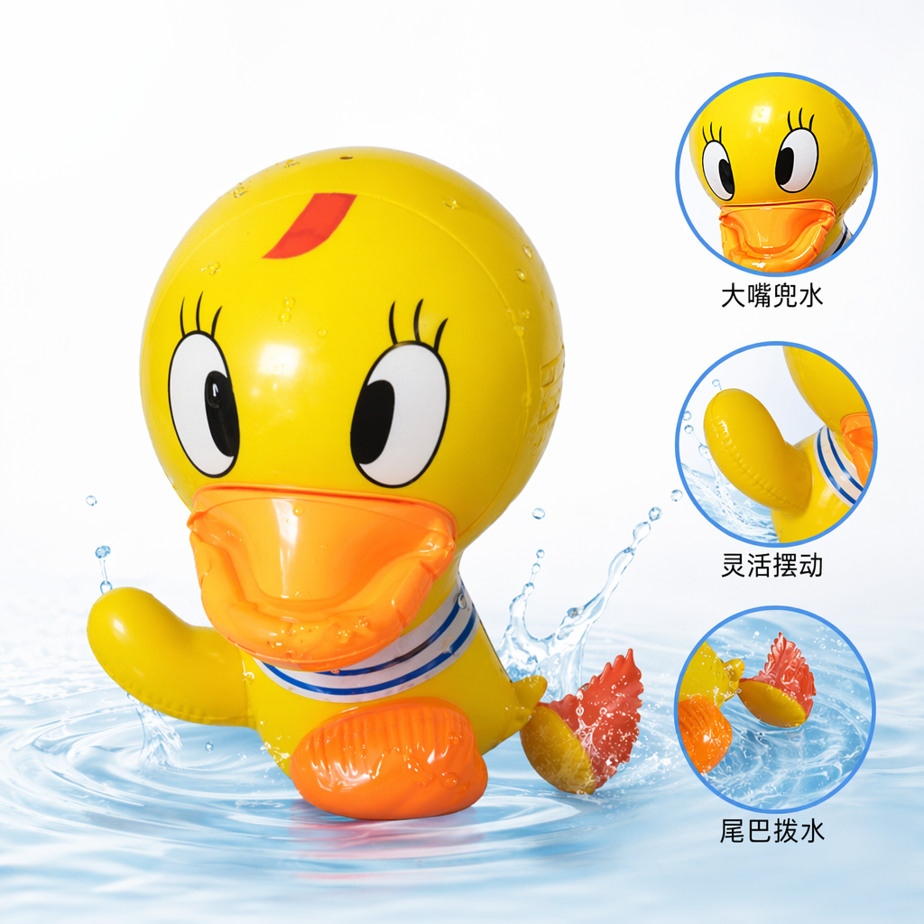 黄色充气小鸭浴室玩具儿童洗澡玩具可爱萌宠 inflatable duck