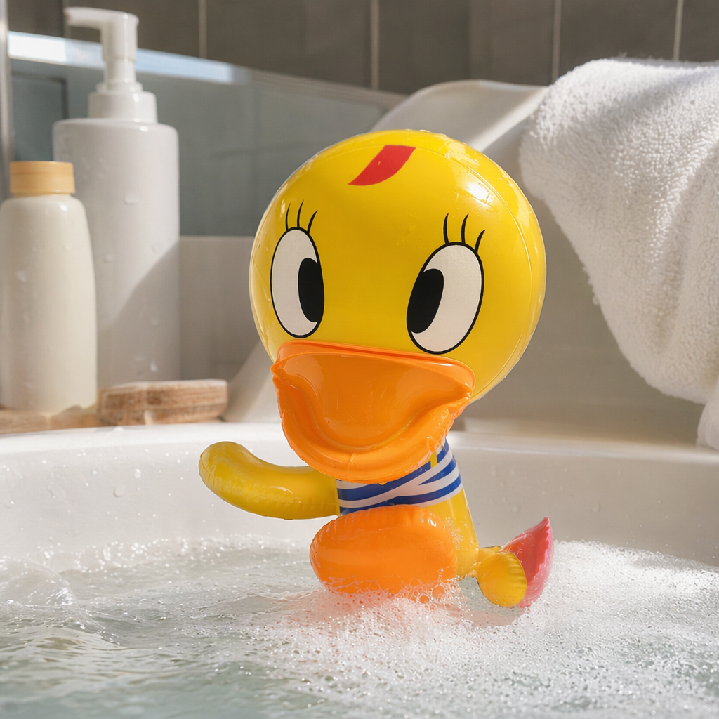 黄色充气小鸭浴室玩具儿童洗澡玩具可爱萌宠 inflatable duck details Picture
