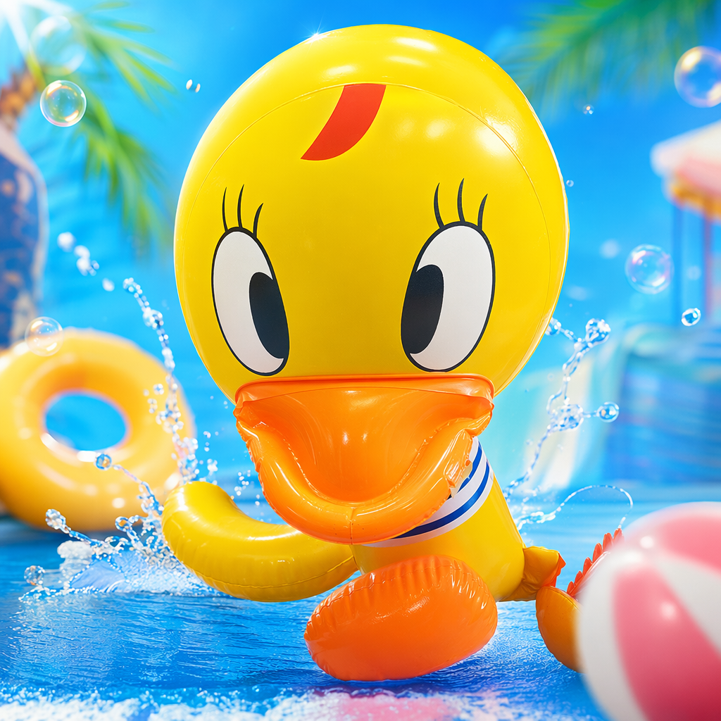 黄色充气小鸭浴室玩具儿童洗澡玩具可爱萌宠 inflatable duck Specification image