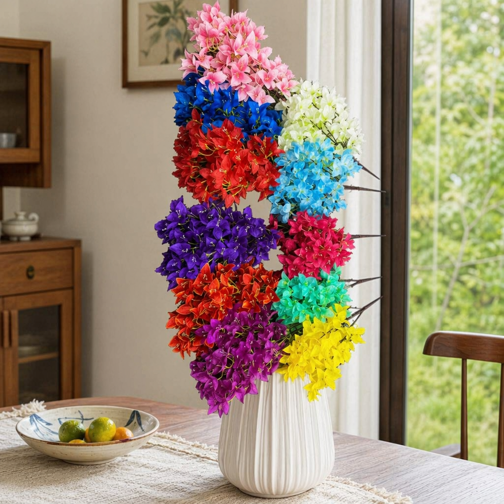 Colorful simulated flower bouquets, interior decoration items, wedding party floor-standing table flower arrangement design details Picture