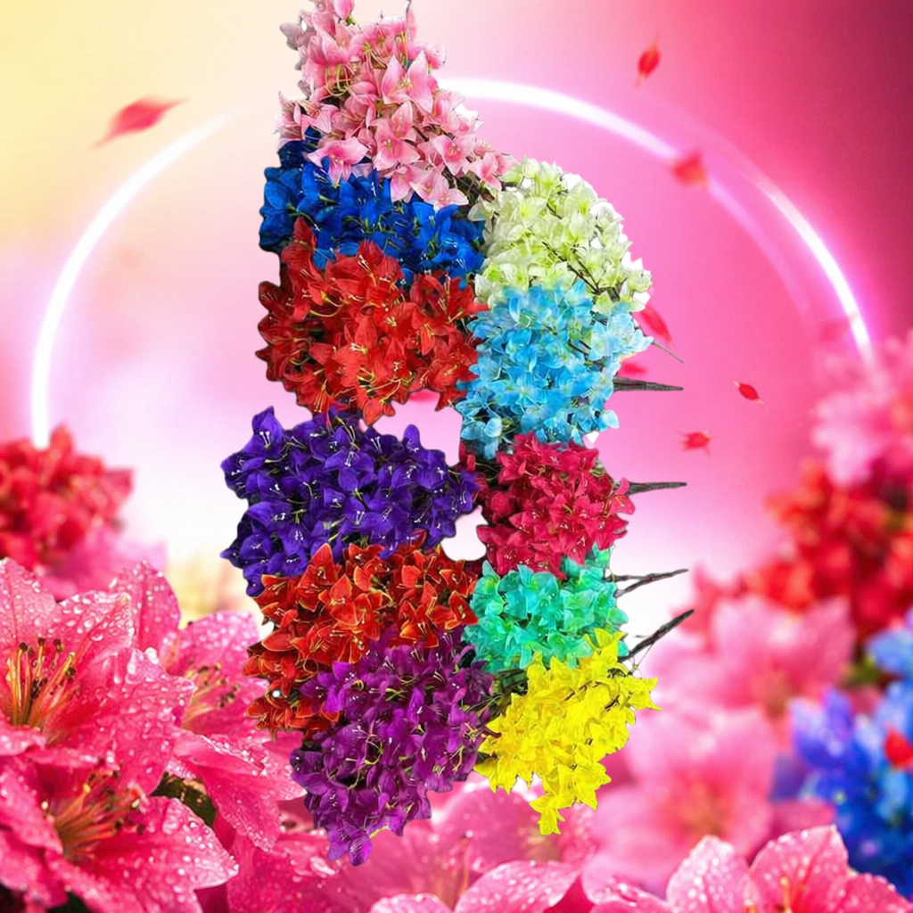 Colorful simulated flower bouquets, interior decoration items, wedding party floor-standing table flower arrangement design Specification image