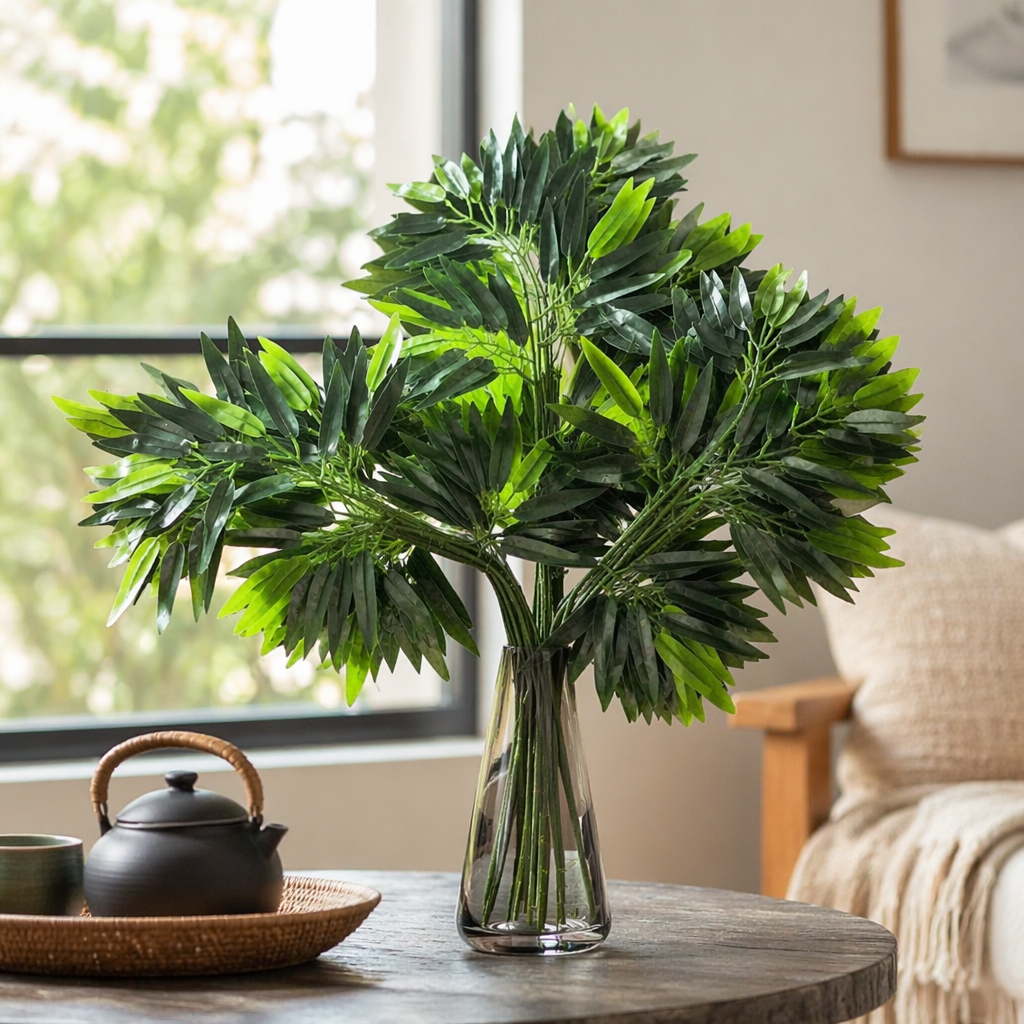 Green artificial plant branches, simulated green plants, decorative rattan home ornaments details Picture