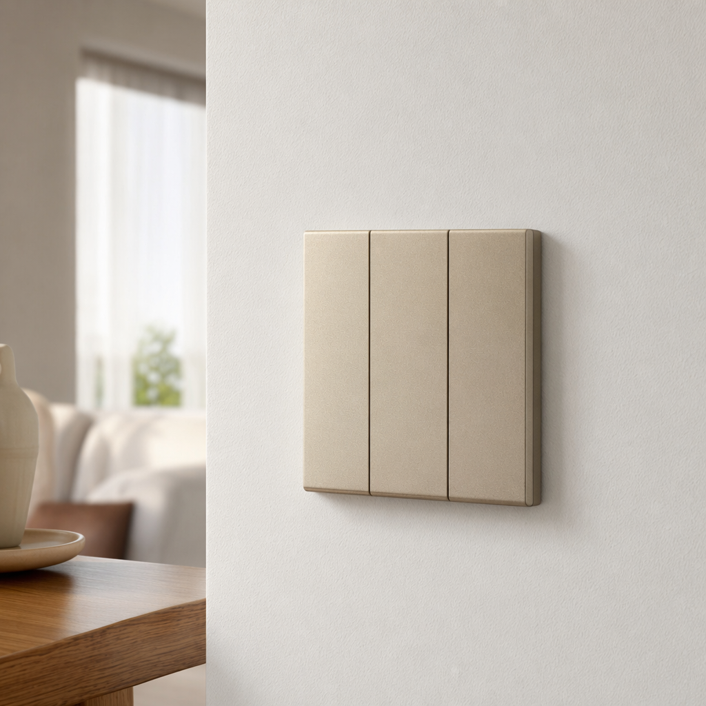 T6 grey and gold three-way switch panel universal wall switch three-way single control/three-way double control dedicated export details Picture