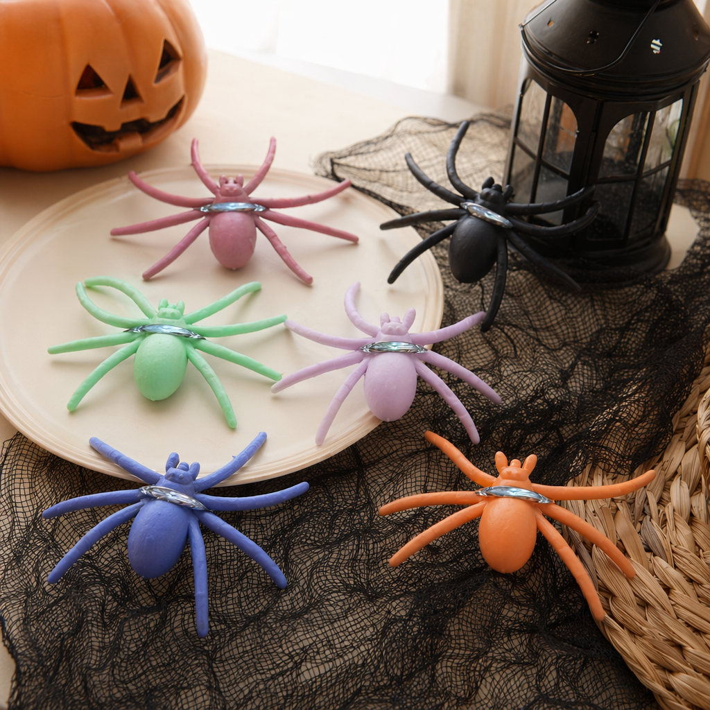 Colorful plastic spider decorations, Halloween home furnishings, creative and fun small items details Picture