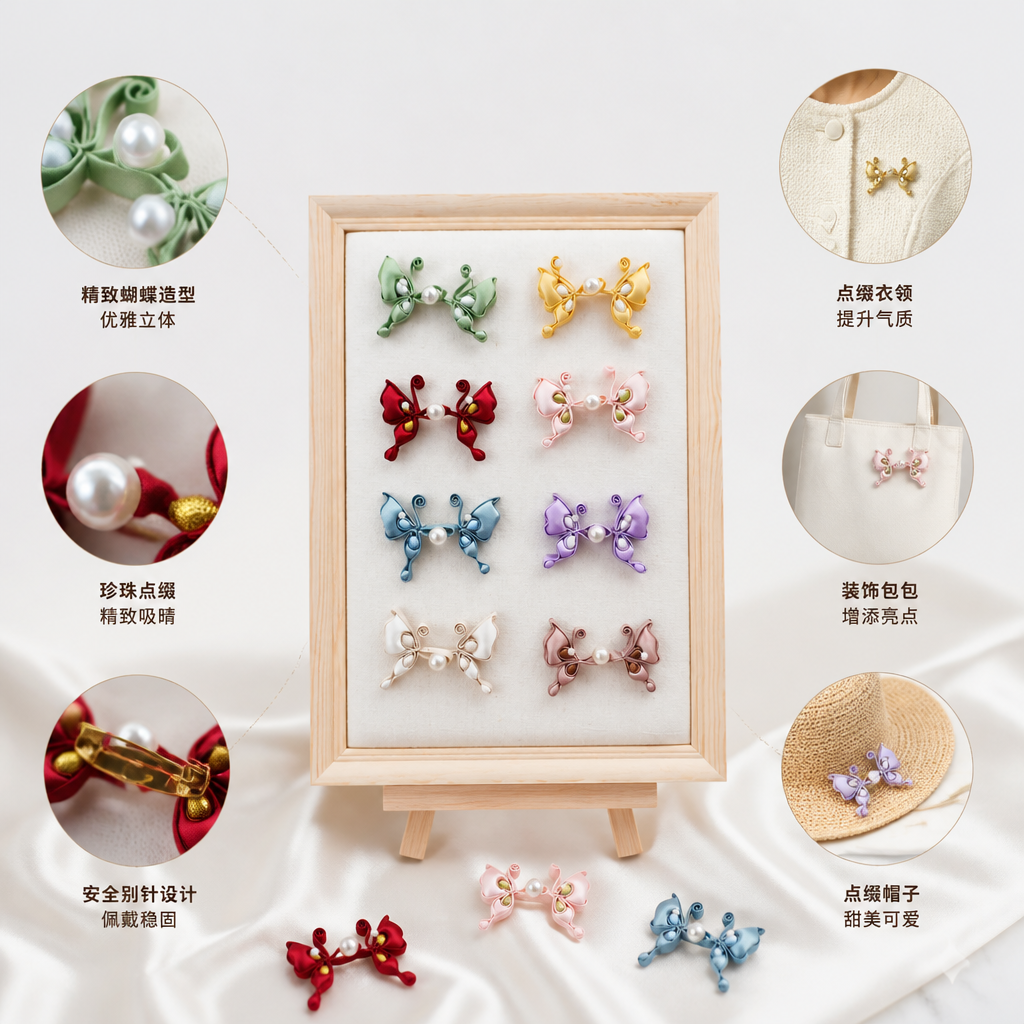 国潮中式旗袍盘扣唐装汉服礼服扣手工蝴蝶芯花扣中国风编制