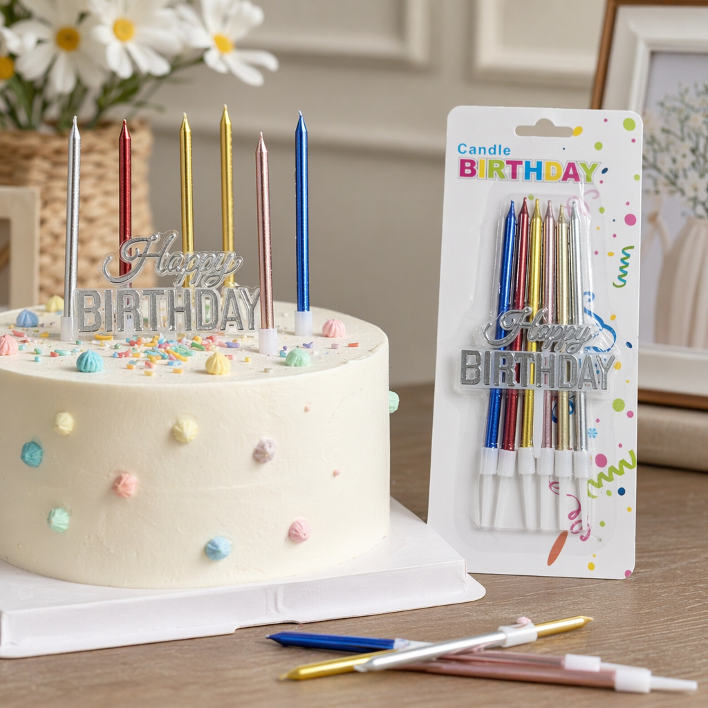 Colorful birthday candle set, multi-color mixed packaging, festive party decoration items details Picture