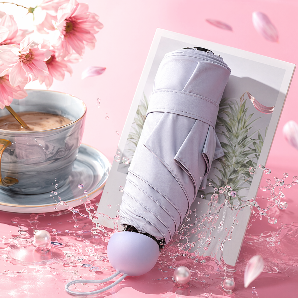 Smoky-gray blue all-weather automatic umbrella, waterproof, sun-proof, lightweight folding umbrella Specification image