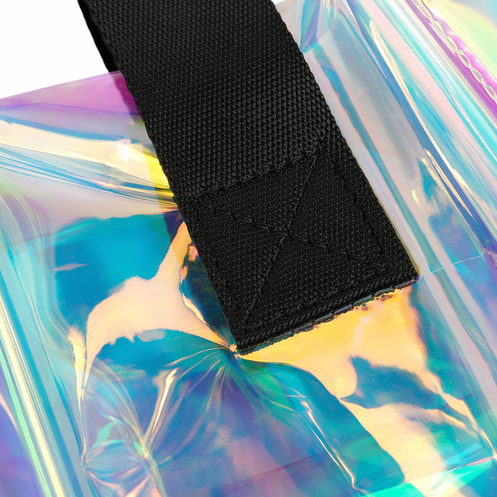 Rainbow-colored holographic material handbag, fashionable, environmentally friendly and large-capacity shopping bag Application Scenario