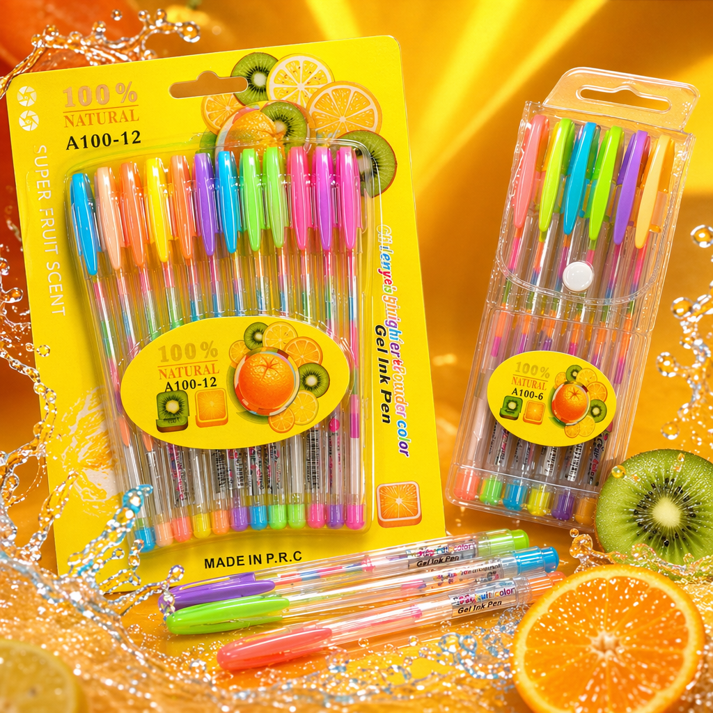 Colored fruit-scented Gel ink pen set Specification image