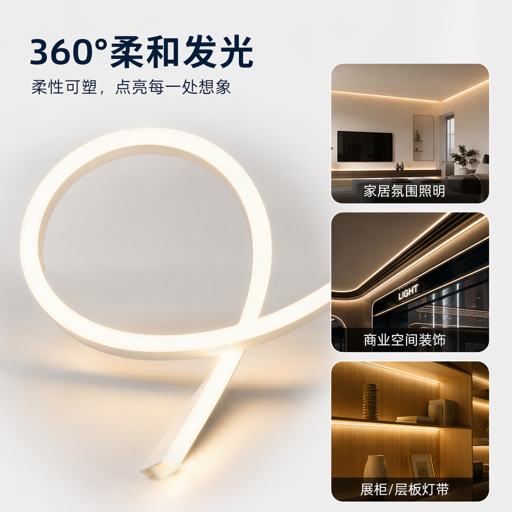 白色低压灯条 LED软光带 12V防水柔性灯带 家居装饰照明