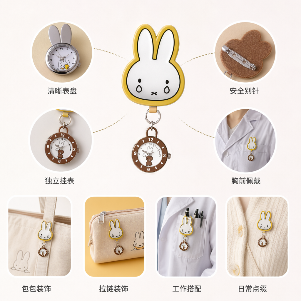 橙色背景米菲兔花朵手表系列展示